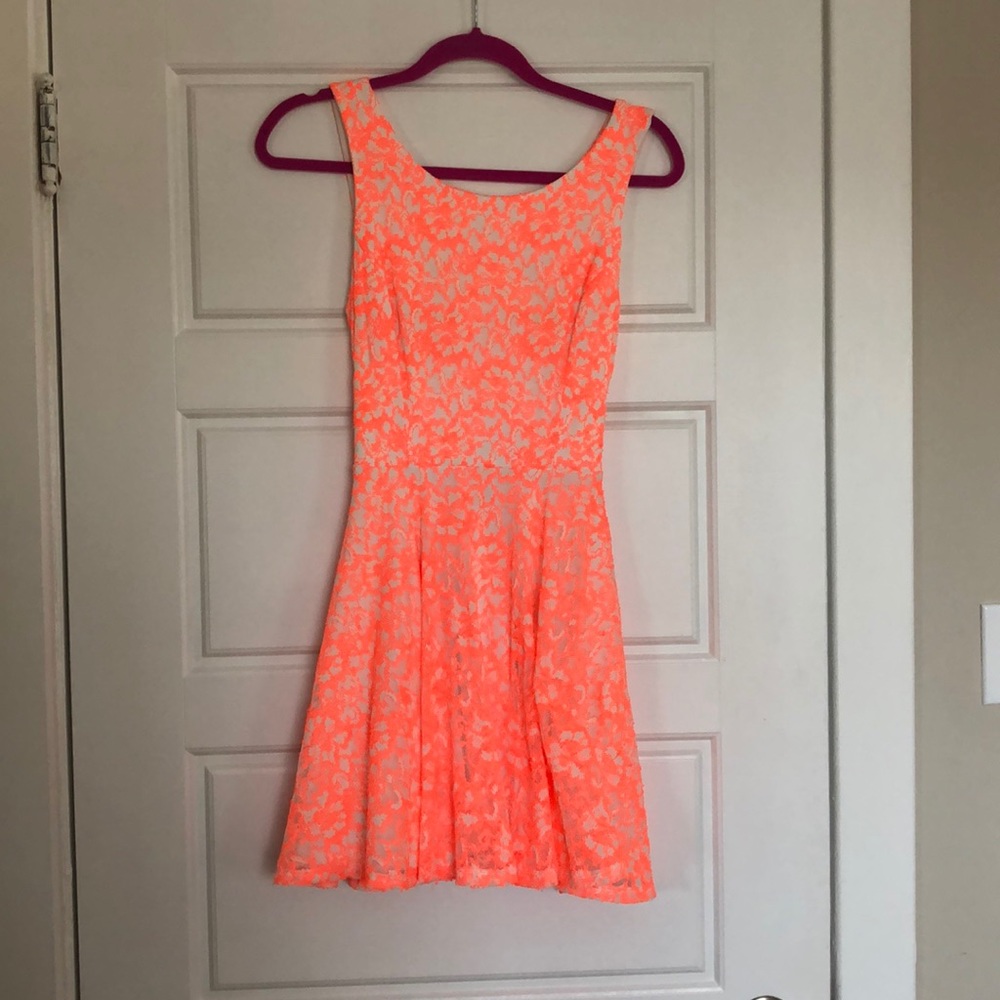Neon pink mini dress
